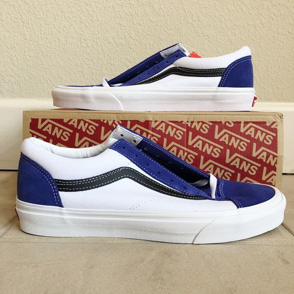 vans style 36 blue white